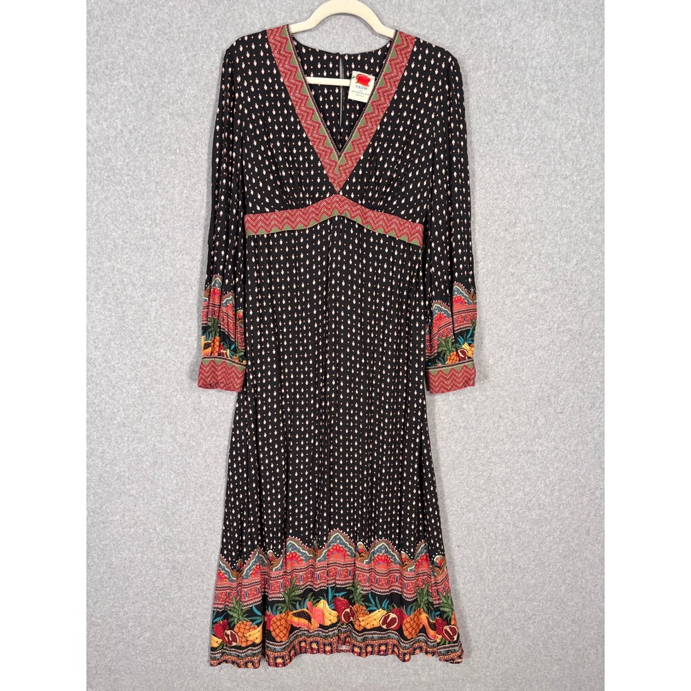 Farm Rio Isobel Babydoll Maxi Dress Fruit Resort Dark Romantic Feminine Tribal